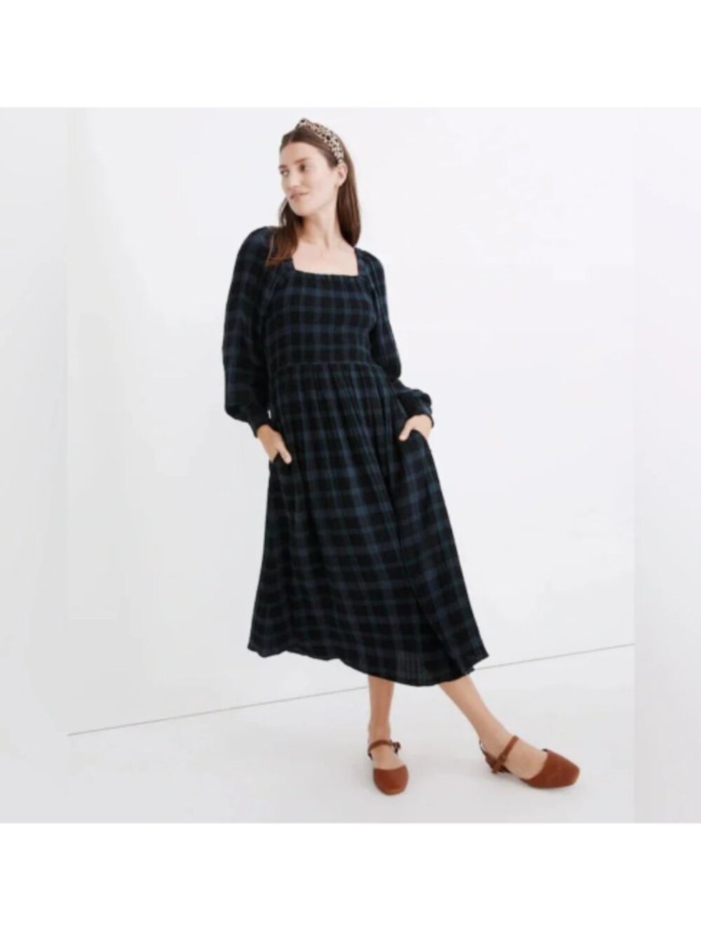 Madewell Lightspun Lucie Smocked Midi Dress